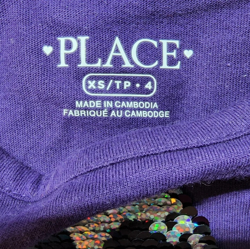 Kid's The Children's Place Flip Sequin Ghost Halloween Purple Top.
